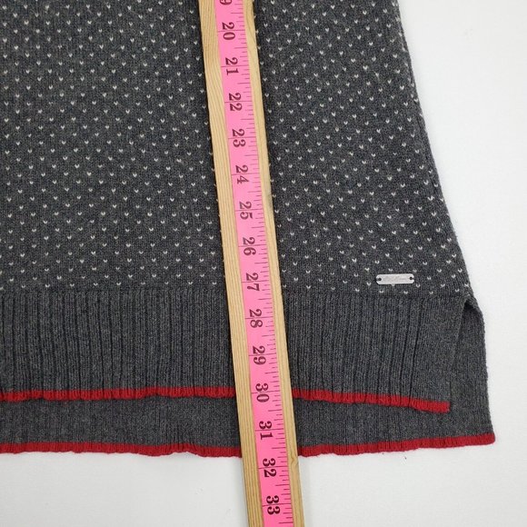 Eddie Bauer Womens Nordic Wool Cowl Neck Pullover Sweater Size XL Gray Red - Picture 14 of 14